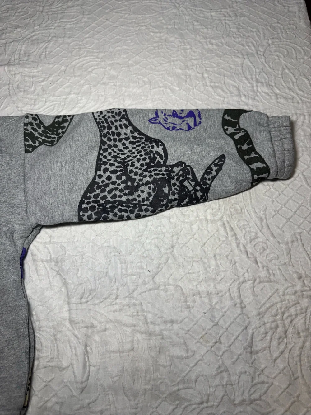 Kenzo Kids Hoodie Size 8 128 Gray Tiger Leopard Animal Print Full Zip
